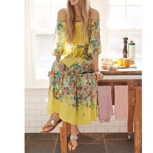 Anthropologie Eliora floral yellow maxi dress sz XL